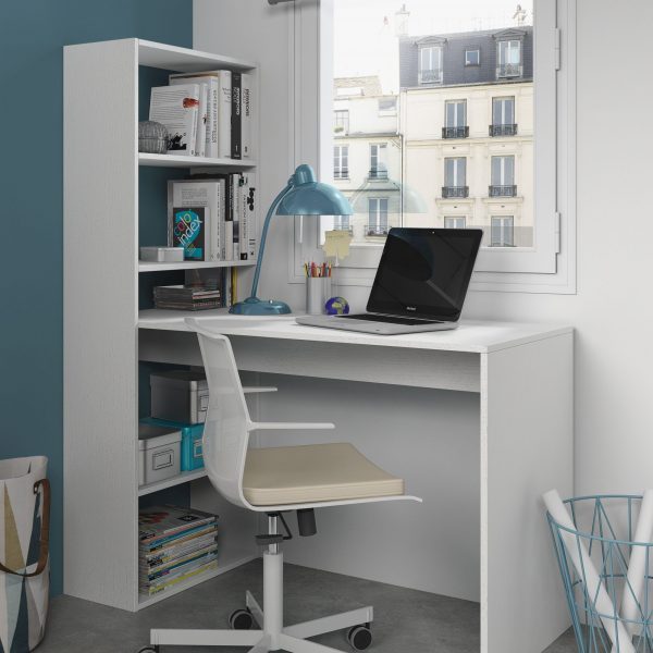 Mesa con estanteria blanco artic